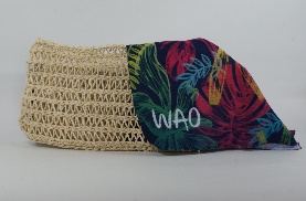 Cosmetiquera tejido natural con diseño selva colores Waorani