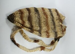 Shigra o bolso Waorani tegido a mano líneas marrón 3 tonos